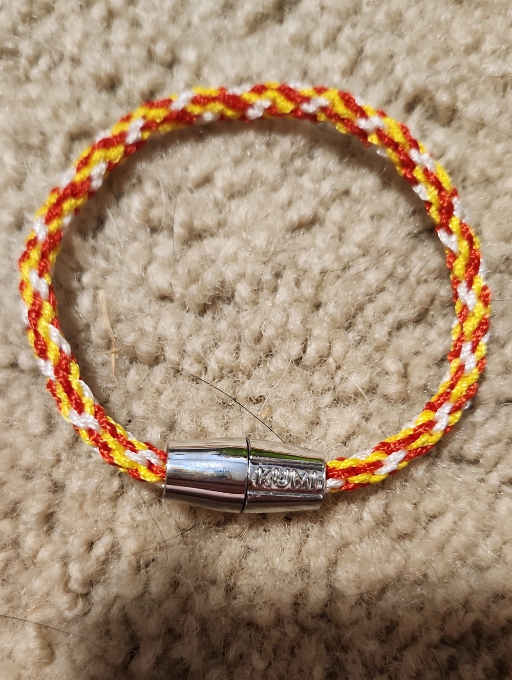 Kumihimo Braided Cord Bracelet in Red, Yellow & White - Kansas City Chiefs